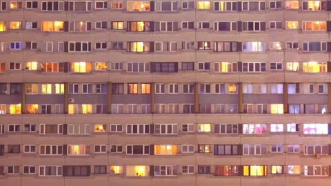 Apartment block at night Video stock 91921360