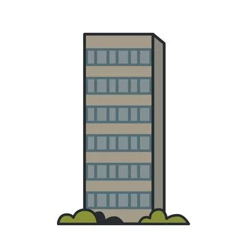Apartment block with repeating windows and a flat roof. Vector illustration.. Stock Illustration