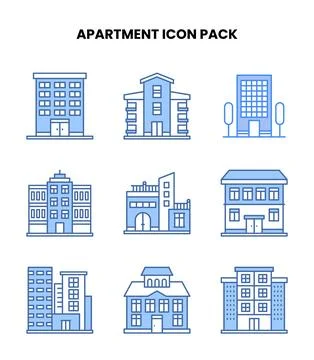 Apartment Blue Graphics Icons Pack Ilustración de archivo