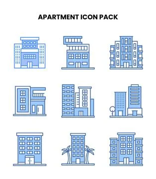 Apartment Blue Graphics Icons Pack Ilustración de archivo