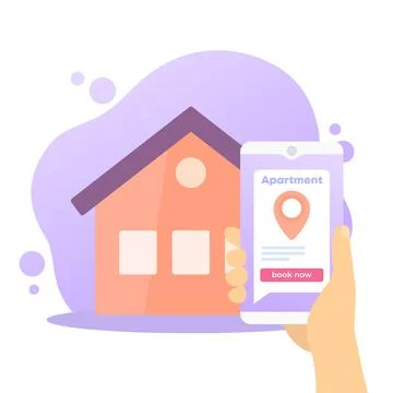 Apartment booking app, vector illustration Stock Illustration