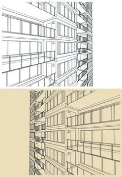 Apartment building close up illustrations Ilustración de archivo