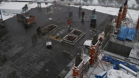 Apartment building construction site, development, new jobs creation, drone view Stock Footage 96356990