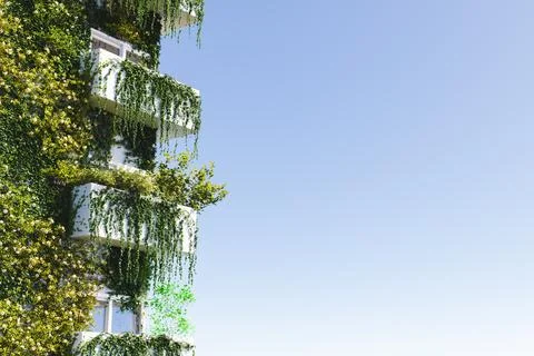 Apartment building covered with plants Ilustración de archivo