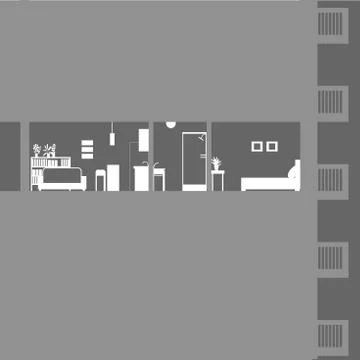 Apartment building in cut. Modern  interior.Vector illustration Ilustración de archivo