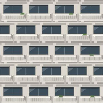 Apartment Building Facade Seamless Window Pattern Ilustración de archivo