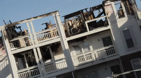 Apartment Building Fire Damage 4 Stock Footage 995804