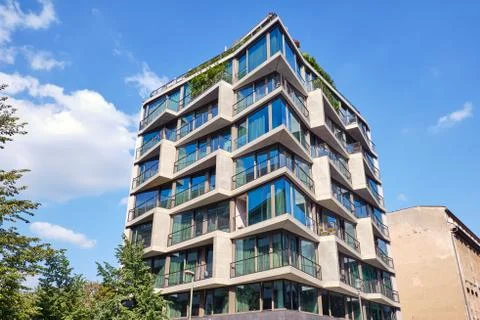 Apartment building with floor-to-ceiling windows Stock Photos
