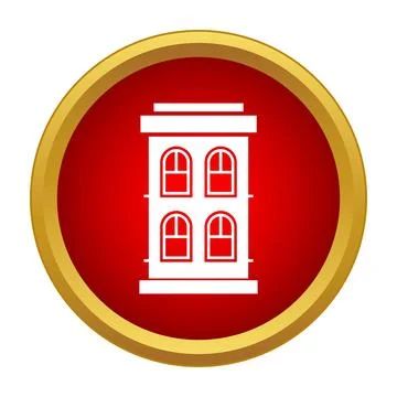 Apartment building icon in red circle frame Ilustración de archivo