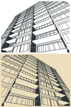 Apartment building illustrations Stock Illustration