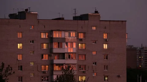 Apartment building at sunset Stock Footage 131204780