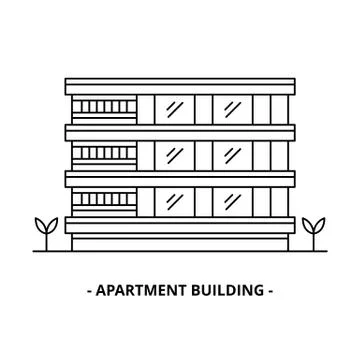 Apartment Building thin line design template Stock Illustration