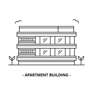 Apartment Building thin line design template Stock Illustration