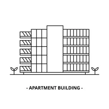 Apartment Building thin line design template Stock Illustration