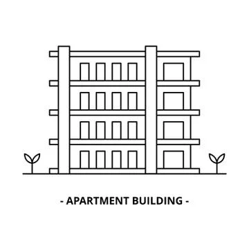 Apartment Building thin line design template Illustrazione stock