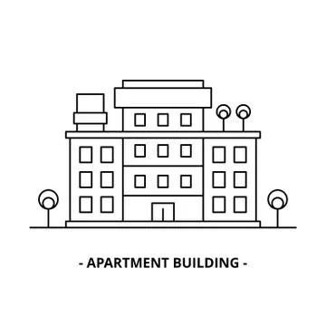 Apartment Building thin line design template Stock-Illustration
