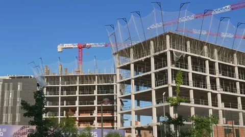 Apartment Building under Construction in Spain Stock Footage 132588182