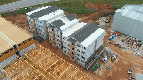 Apartment Building Under Construction Work Stock Footage 104176877