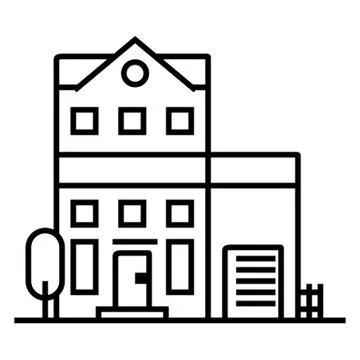 Apartment building vector line icon, sign, illustration on background, editable Ilustración de archivo