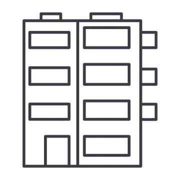Apartment building  vector line icon, sign, illustration on background, editabl Ilustración de archivo