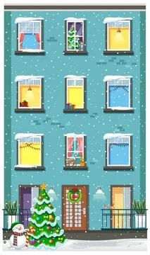 Apartment building with windows Ilustración de archivo