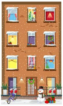Apartment building with windows Ilustración de archivo