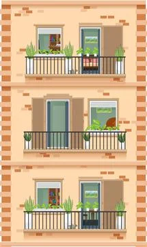 Apartment building with windows Ilustración de archivo