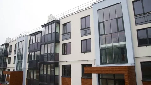 Apartment buildings in the high-tech style Stock Footage 152107487