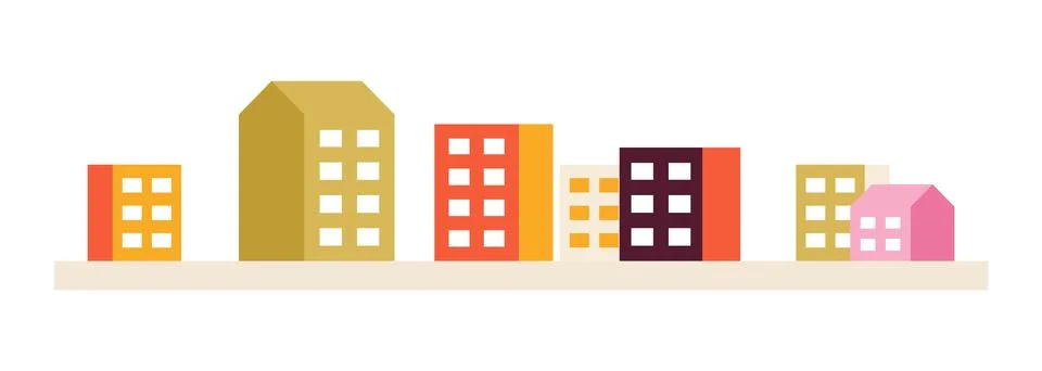 Apartment complex 2D cartoon object Stock Illustration