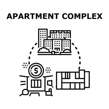 Apartment complex building housing property real estate concepts Ilustración de archivo