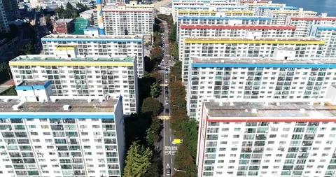 Apartment Complex in Busan, aerial view Stock Footage 101001697