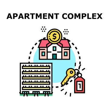 Apartment complex concept featuring housing market dynamics Stock Illustration