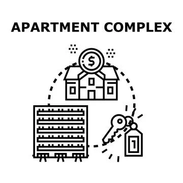 Apartment complex concept featuring housing market dynamics Stock Illustration