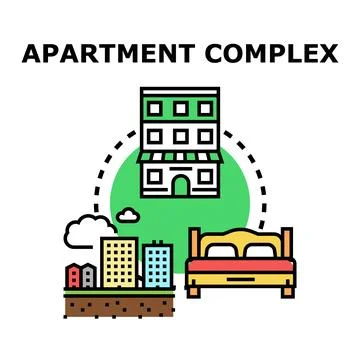 Apartment complex concept visualizing residential living and urban lifestyle Stock Illustration