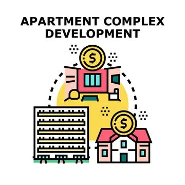 Apartment complex development planning and investment Stock Illustration