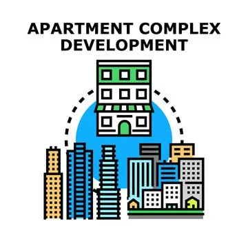 Apartment complex development planning building city growth concept Ilustración de archivo