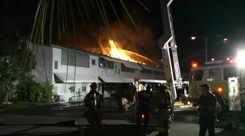 Apartment Complex Fire 14 Stock Footage 934998