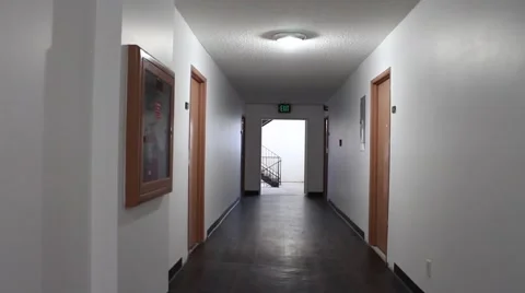 Apartment Complex Hallway POV Stock Footage 47220490