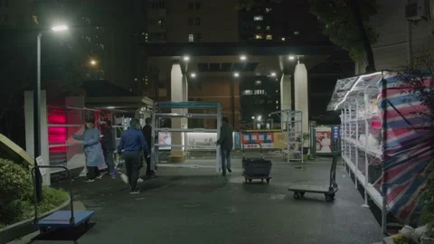 Apartment Complex Prepares Before Lockdown in Shanghai Stock Footage 173325075