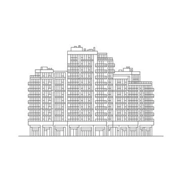 Apartment Complex Skyline Line Icon Ilustração Stock