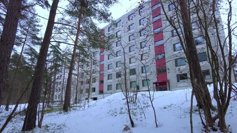 Apartment complex in the winter Stock Footage 297779817