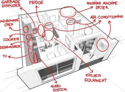 Apartment Diagram With Hand Drawn Notes