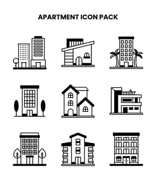 Apartment DuoTone Bundle Icons Pack Stock Illustration