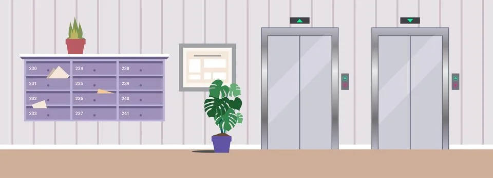 Apartment Elevator Lobby interior. Ilustração Stock
