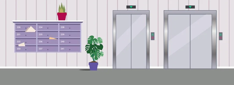 Apartment Elevator Lobby interior Ilustração Stock