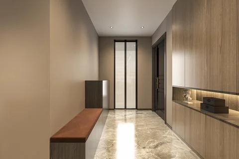 Apartment entry space interior design with furniture arrangements Illustrazione stock