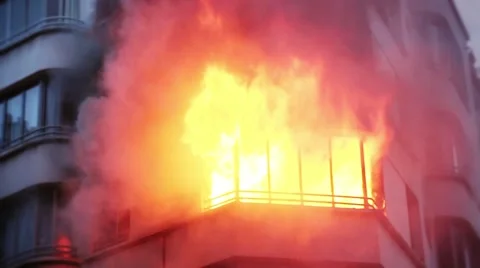 Apartment explodes and it's involved in flames and smoke, Paris - Full HD Video stock 55603763