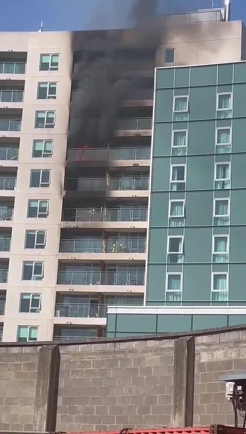 Apartment on fire Dublin Stock-Footage 243358169