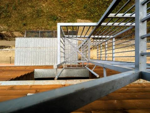 Apartment fire escape Stock Photos