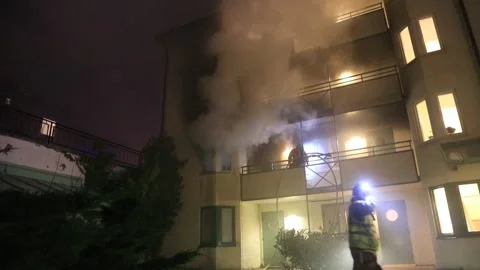 An apartment fire Stock Footage 195116889